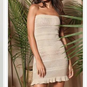 Beige Crochet Beach Coverup Dress